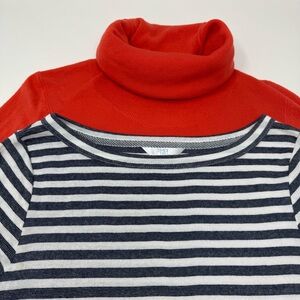 Striped‎ Navy and White Women’s Shirt and Red Turtleneck Sweater Small